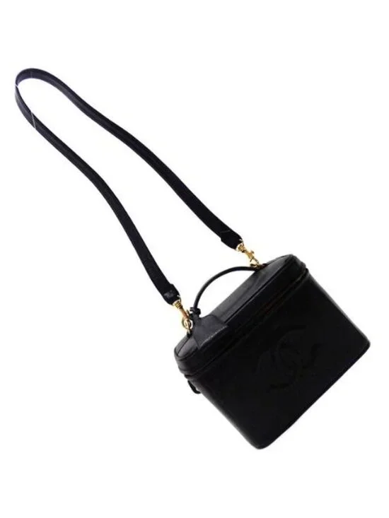 Chanel Vanity 2-Way Bag Caviar Leather Black Gold 7 Digits - Picture 5 of 10